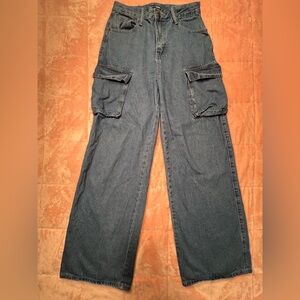 Fashion Nova Woman’s Relaxed Blue Cargo Jeans